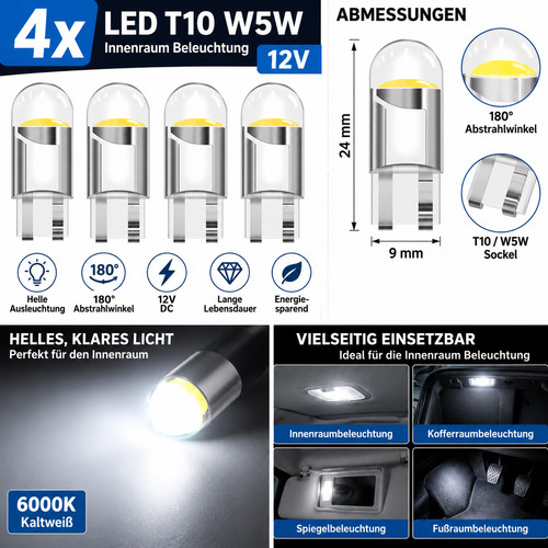 Led lampe birne t10 - 4x, w5w